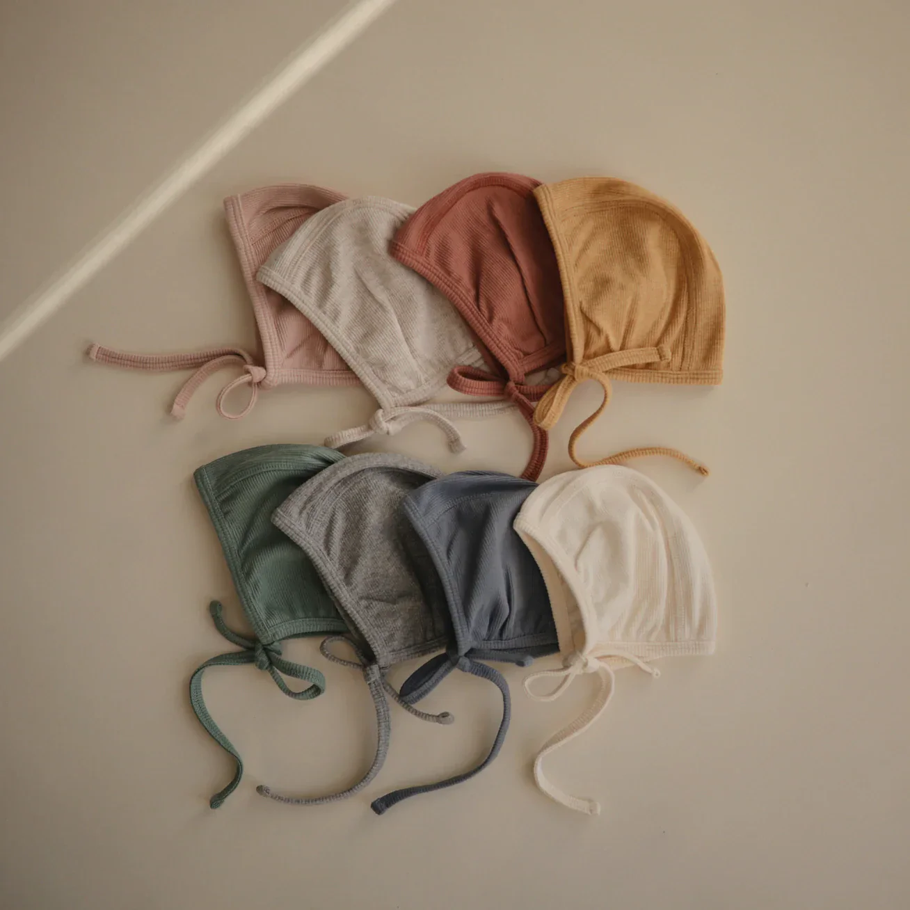 Mushie Ribbed Baby Bonnet - Image 10